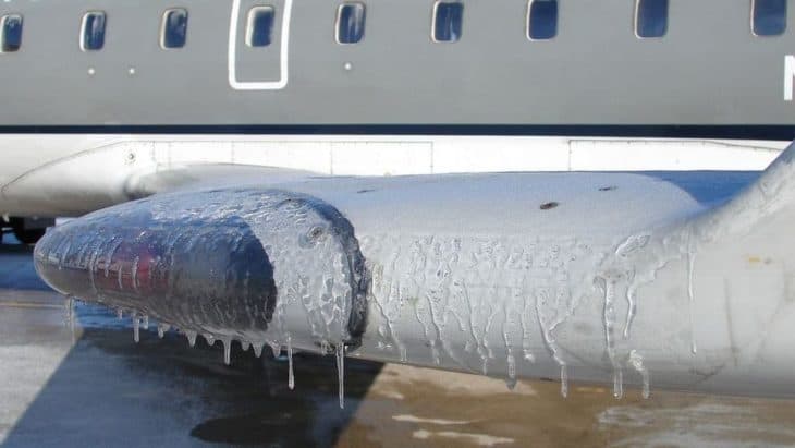 clear ice on aircraft wing