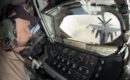 USAF KC-135 boom operator view from the boom pod while refueling F-16 Fighting Falcon