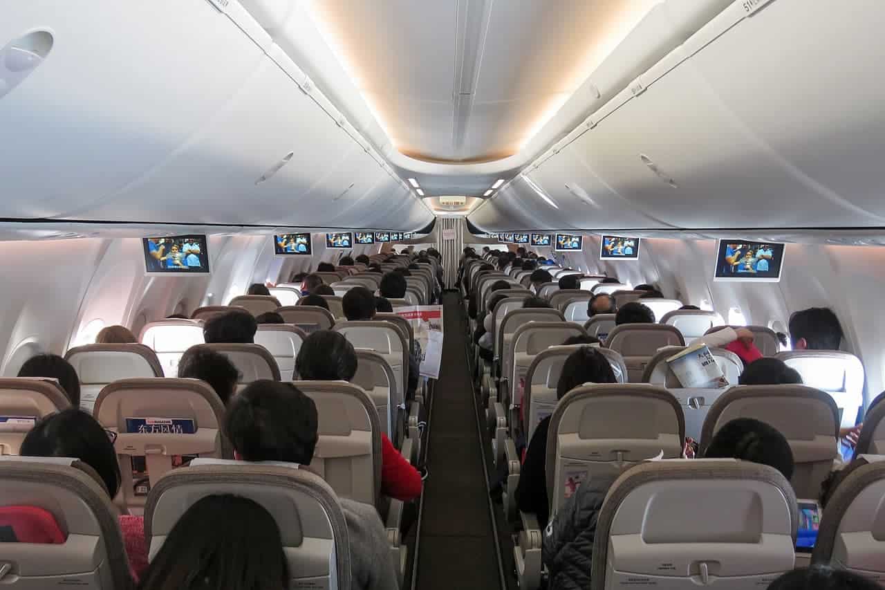 Economy class interior of Boeing 737 MAX 8