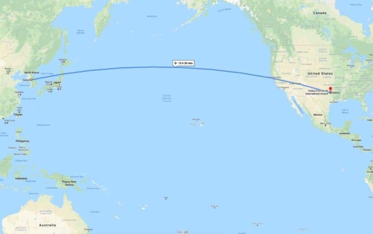 Google Maps - Seoul to Dallas
