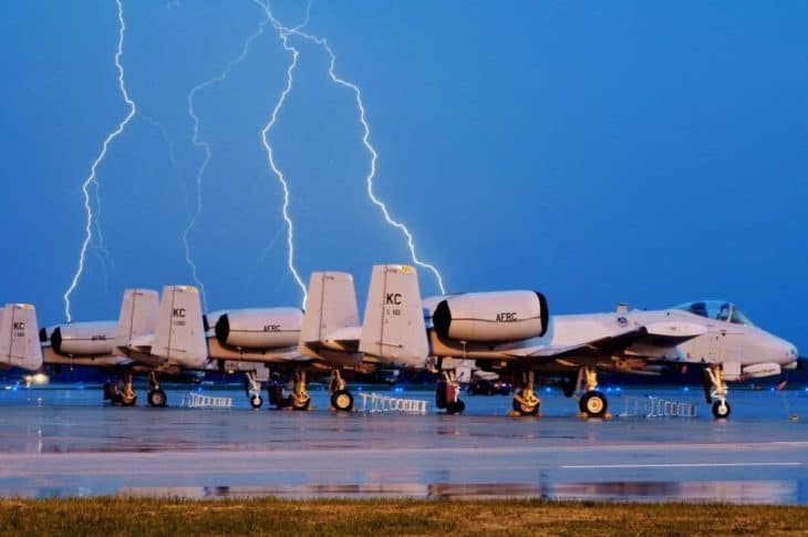 Lightning strike near A-10 Warthog