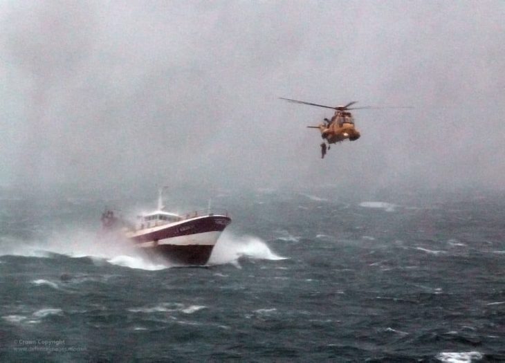 Royal Navy Sea King Helicopter Comes to the Aid of French Fishing Vessel 'Alf' in the Irish Sea