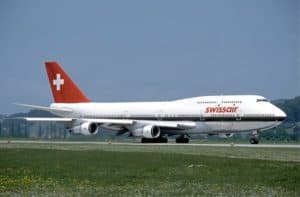 Boeing 747 300 of Swissair at Zurich Airport