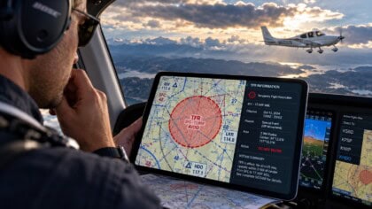 Pilot plans flight with TFR map on iPad