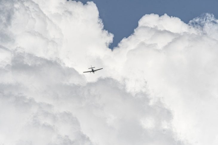 airplane in clouds