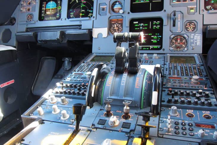 Thrust levers of an Airbus A320