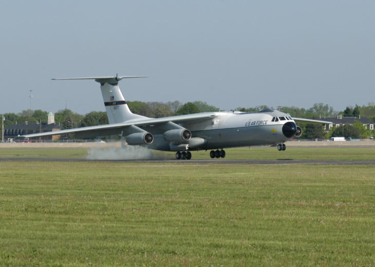 C 141 Hanoi Taxi touches down at the National Museum of the U.S. Air Force.