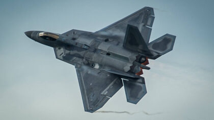 F 22 Raptor takes off