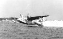 A U.S. Coast Guard Martin PBM 5G Mariner taking off from the water.