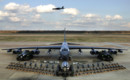 U.S. Air Force Boeing B 52H Stratofortress of the 2d Bomb Wing static display with weapons.
