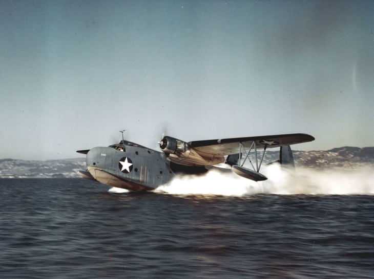 U.S. Navy Martin PBM 3R Mariner transport aircraft taking off