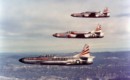 Three U.S. Air Force Lockheed F 94C Starfire interceptors of the 354th Fighter Interceptor Squadron.