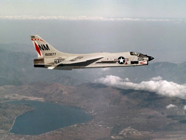 A U.S. Navy Vought F 8E Crusader of Fighter Squadron VF 191 in flight.
