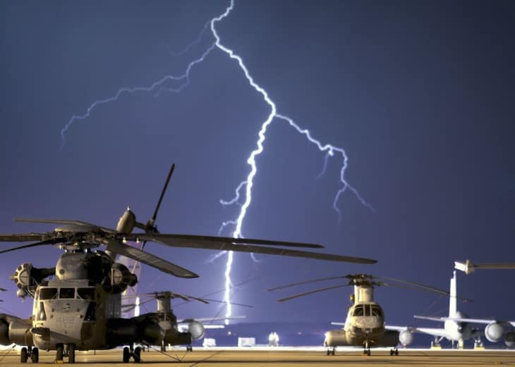 Lightning strikes military airfield