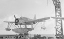 U.S. Navy Vought OS2U Kingfisher on board the Cleveland class light cruiser USS Mobile. 1943