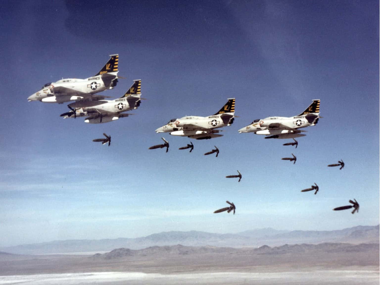 A 4M Skyhawks drop bombs
