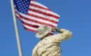 Army Soldier Saluting American Flag