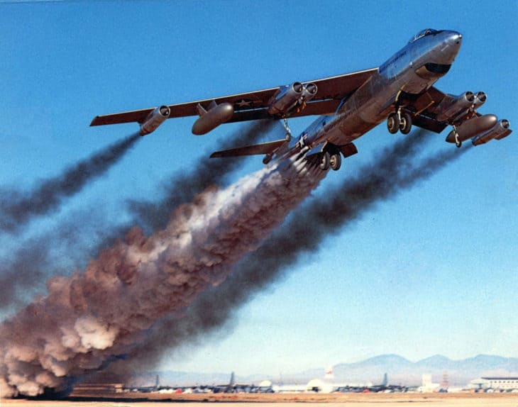 Boeing B 47B rocket assisted take off.
