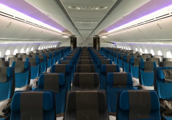 Singapore Airlines Boeing 787 10 regional economy cabin.