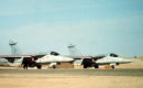 EF 111A Raven aircrafts prepare to takeoff.