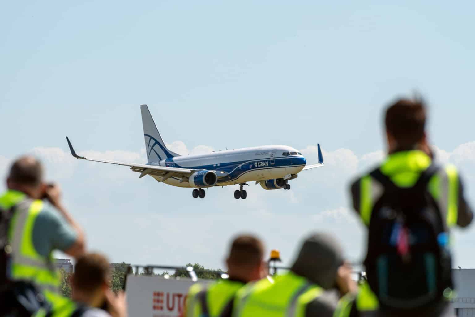 Plane spotters spotting a Boeing 737 800F cargo plane in Moscow Russia