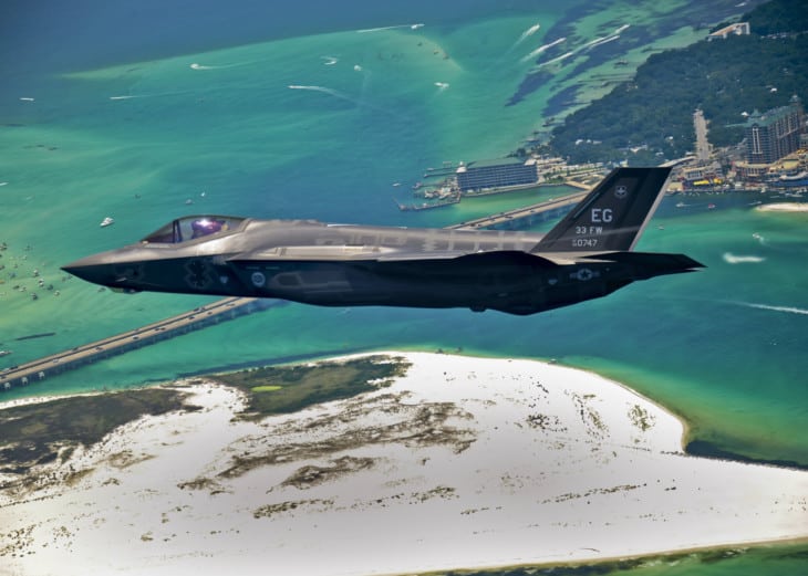 An F 35 Lightning II flies over Destin Florida