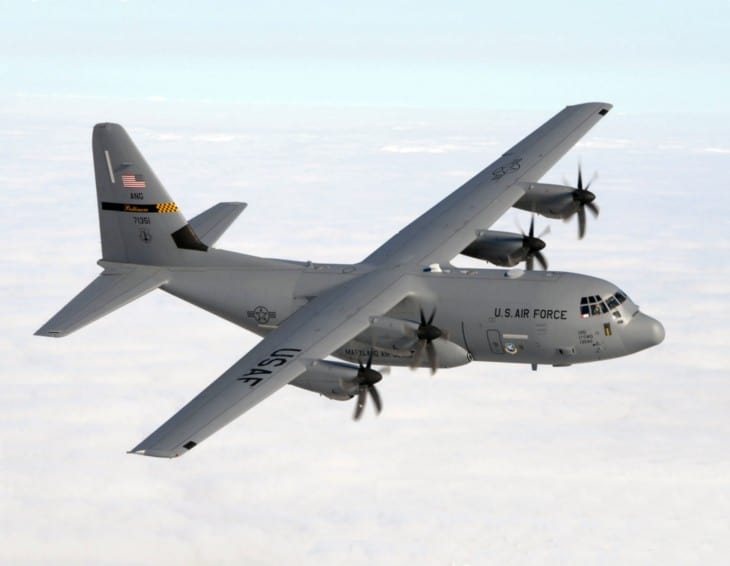 A U.S. Air Force Lockheed Martin C 130J Hercules aircraft from the 135th Airlift Squadron.