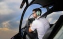Helicopter pilot in cockpit