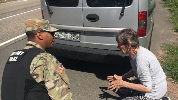 US Army MP talking to Civilian