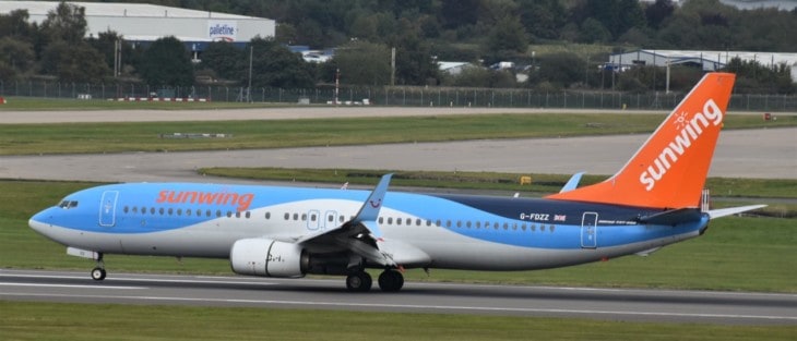 Boeing 737/8(WL/S) of Tui Airways still wearing the tail colours of Sunwing Canada after winter lease