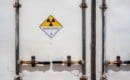 Radiation warning sign on the Dangerous goods transport