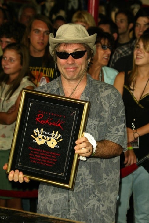 Bruce Dickinson at the ceremony honoring Iron Maiden with induction in to the Hollywood Rockwalk