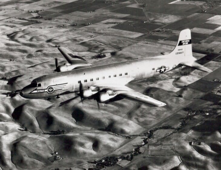 A U.S. Navy R6D-1 Liftmaster, similar to the accident aircraft, operating for the Military Air Transport Service in the 1950s.