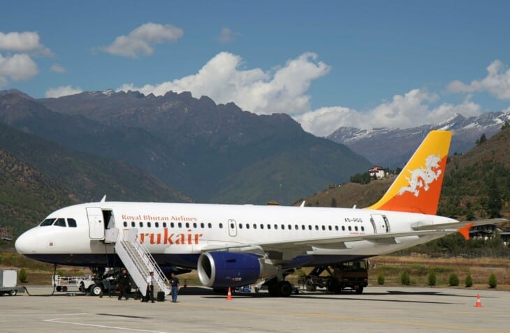 Bhutan airline Druk Air A319 in Paro airport, Bhutan
