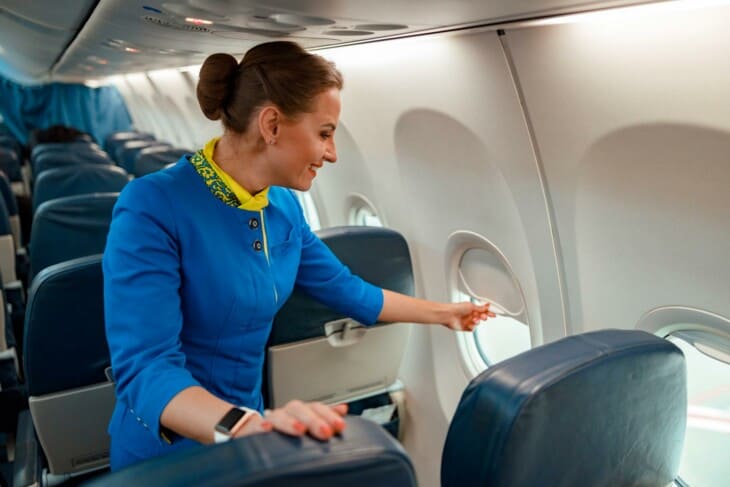 flight attendant opening window