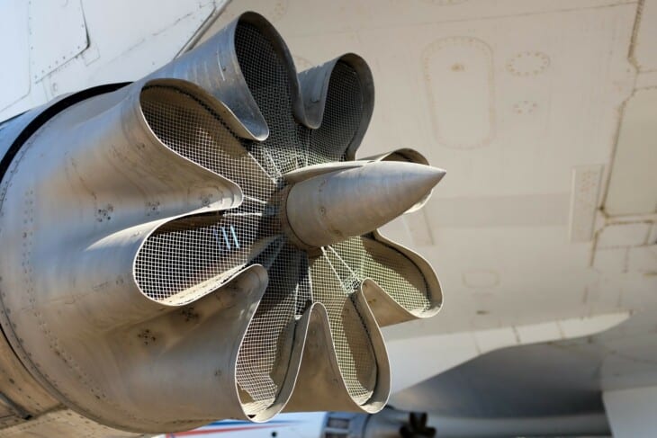 convair 880 with lobed hush kits installed on the jet engines