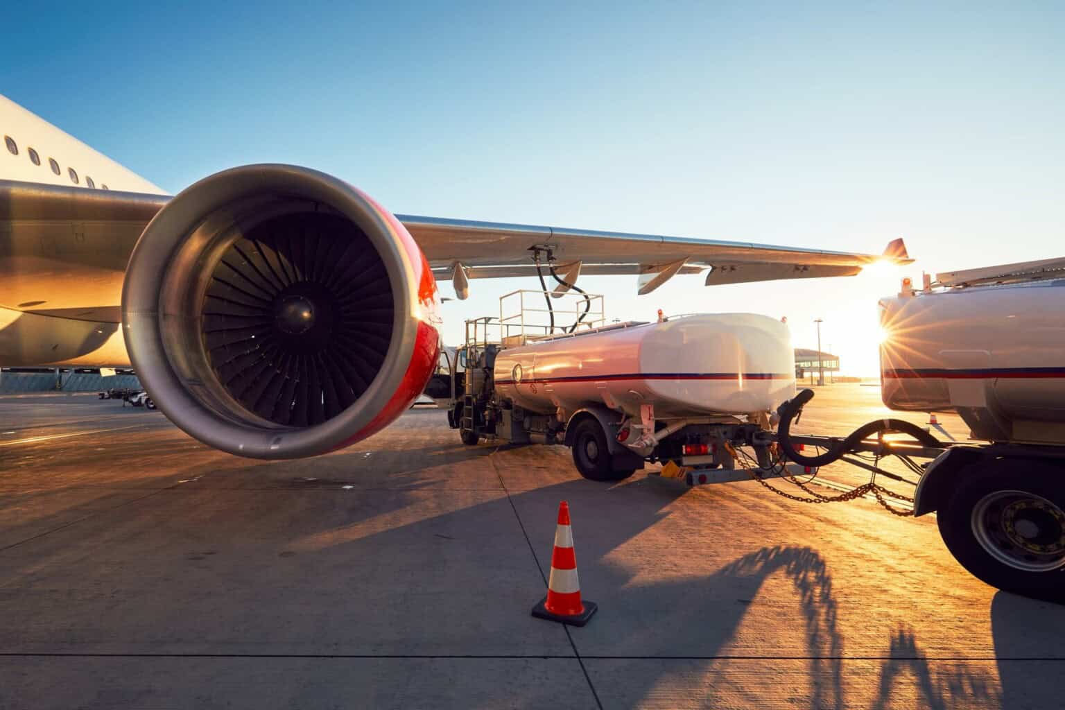 airplane and fuel truck