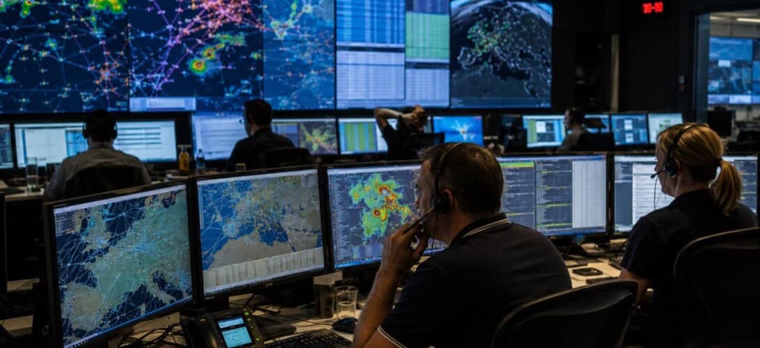 Airline operations control centre during disruption