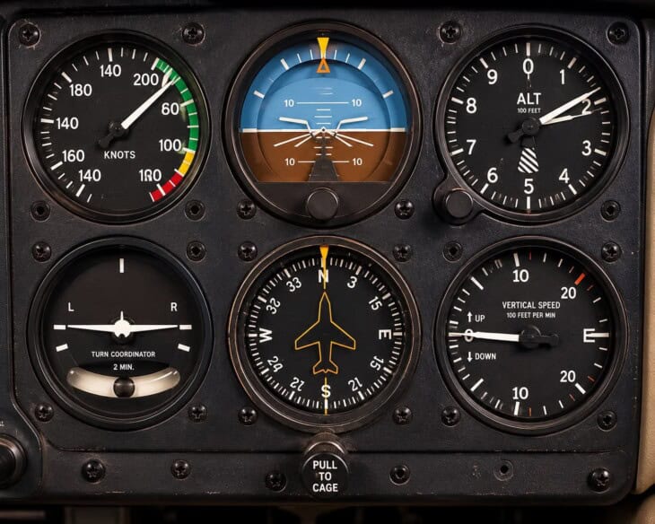 Classic six pack analogue instrument panel