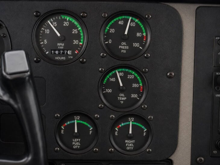 Engine instrument cluster in light aircraft panel
