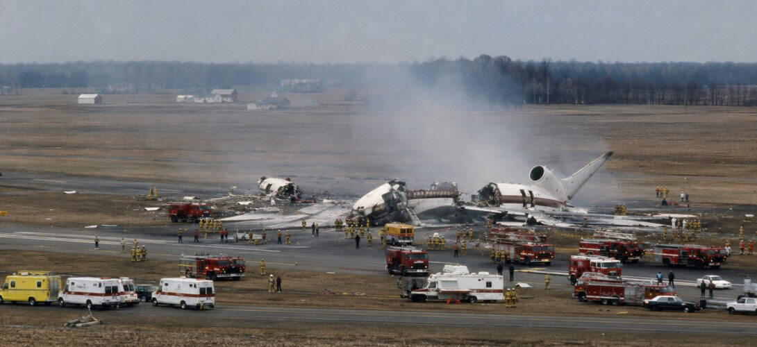 emergency response at a rural midwestern US airport, circa 1989
