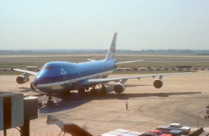 KLM Boeing 747 200 PH BUF at LHR in August 1975