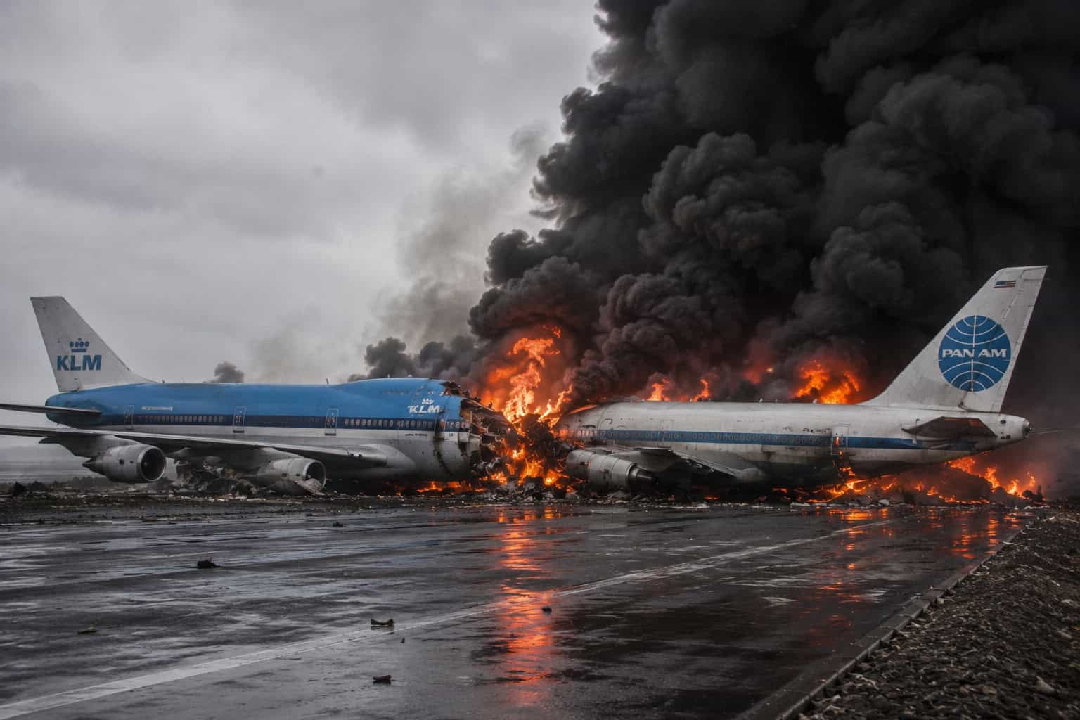 KLM Boeing 747 and PAN AM 747 wide body aircraft involved in the tenerife 1977 crash