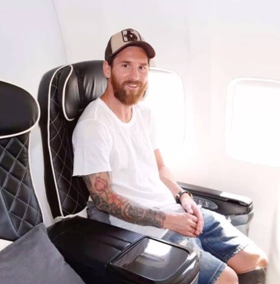 Lionel Messi sitting in his private jet