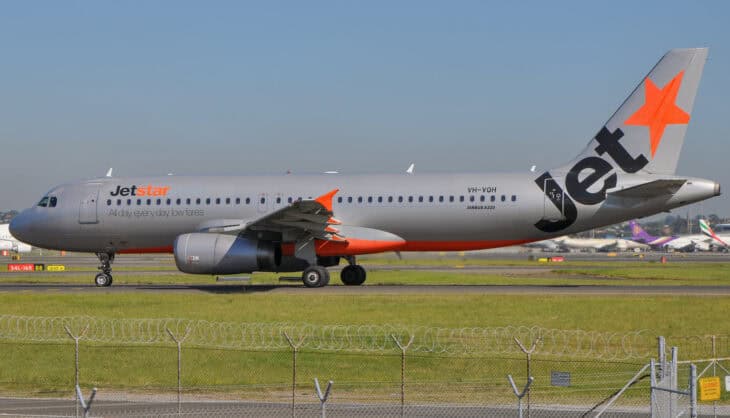 Jetstar Airbus A320 taxiing at an airport