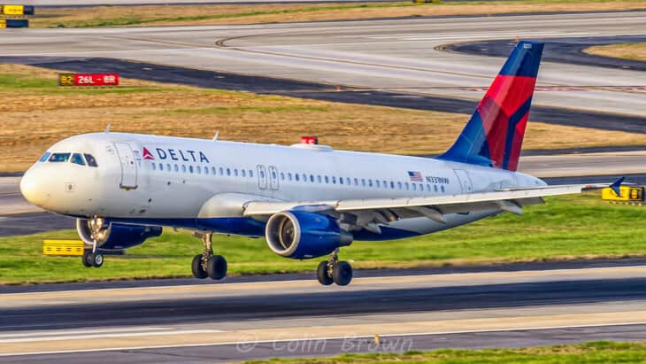 Delta Air Lines Airbus A320 taking off from Atlanta Hartsfield Jackson International airport