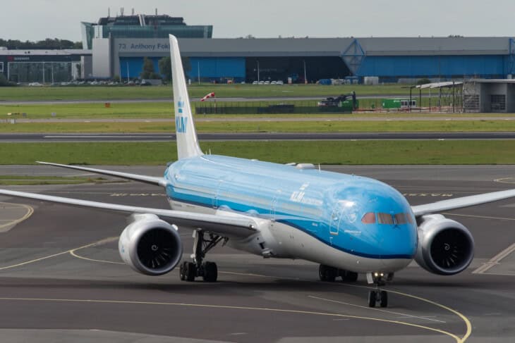 KLM Boeing 787 10 Dreamliner at AMS airport