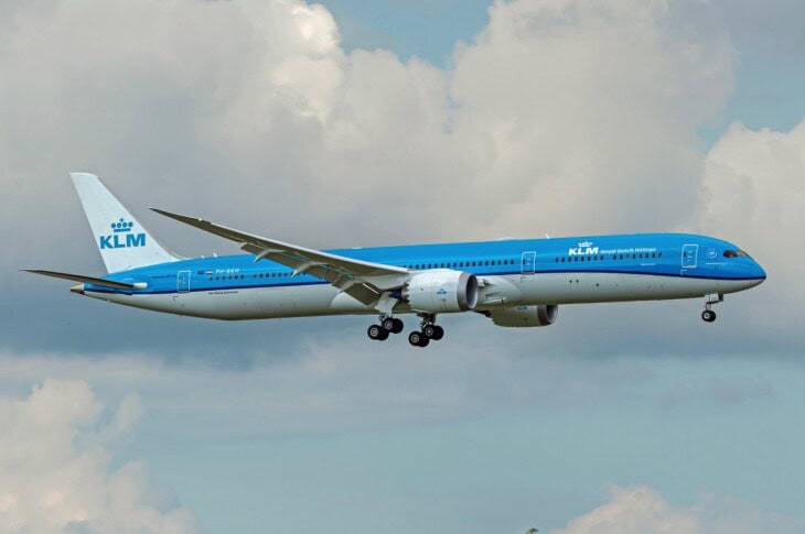 KLM Royal Dutch Airlines Boeing 787 10 Dreamliner PH BKH landing at AMS airport