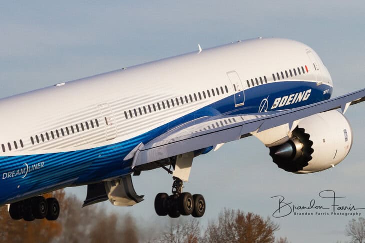 N789EX Boeing Company 787 9 Dreamliner departs on test flight