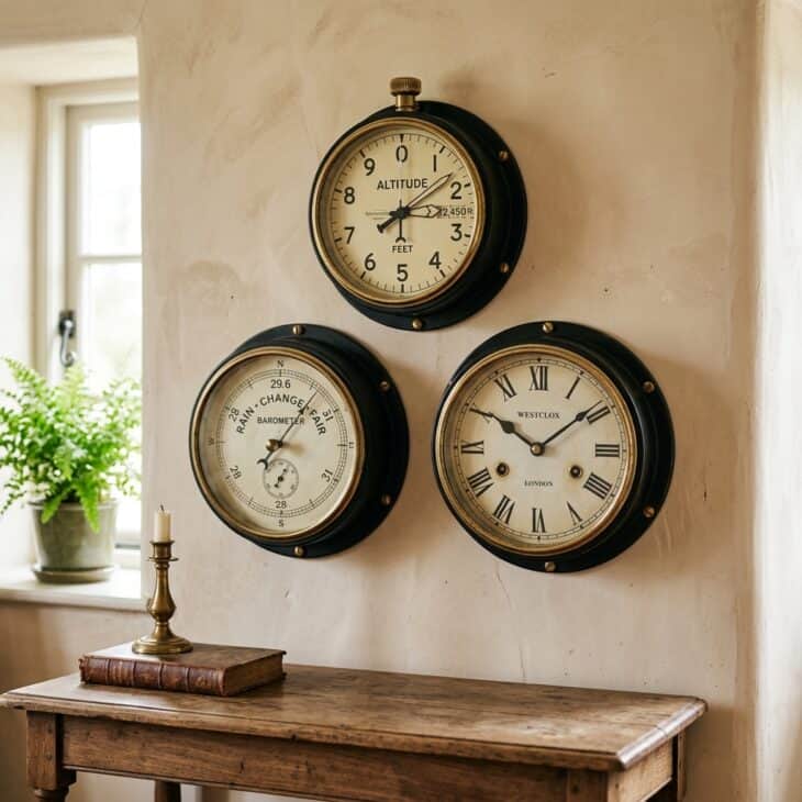 A trio of round instruments makes a tidy, symmetrical aviation vignette.